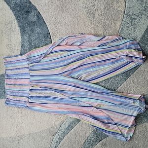 Color Striped Open Leg Jumpsuit
